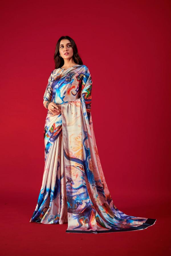 Rajpath Alexa Printed Wear Satin Crepe Saree Collection